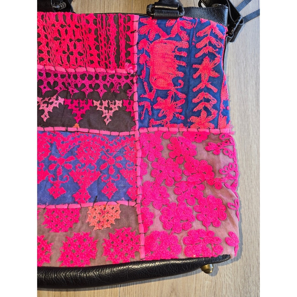 Cleobella Women Shoulder Bag Pink Embroidered Leather Boho Crossbody colorful - Picture 8 of 16